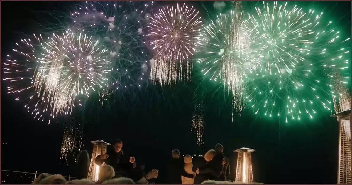 크루즈 선상 파티의 절정 불꽃놀이