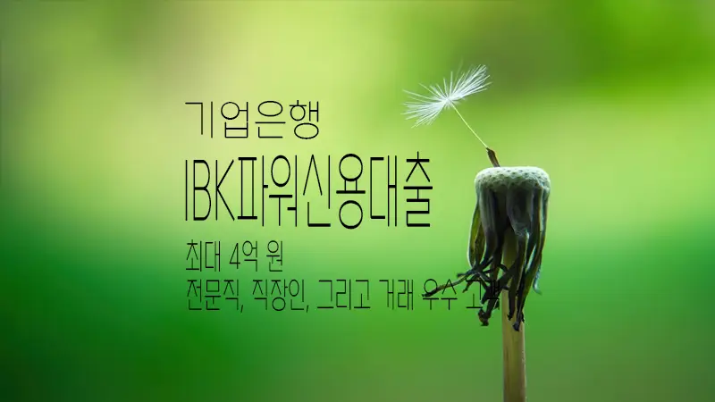 기업은행 파워신용대출 전문직&#44; 직장인&#44; 우수 고객 마이너스통장 가능
