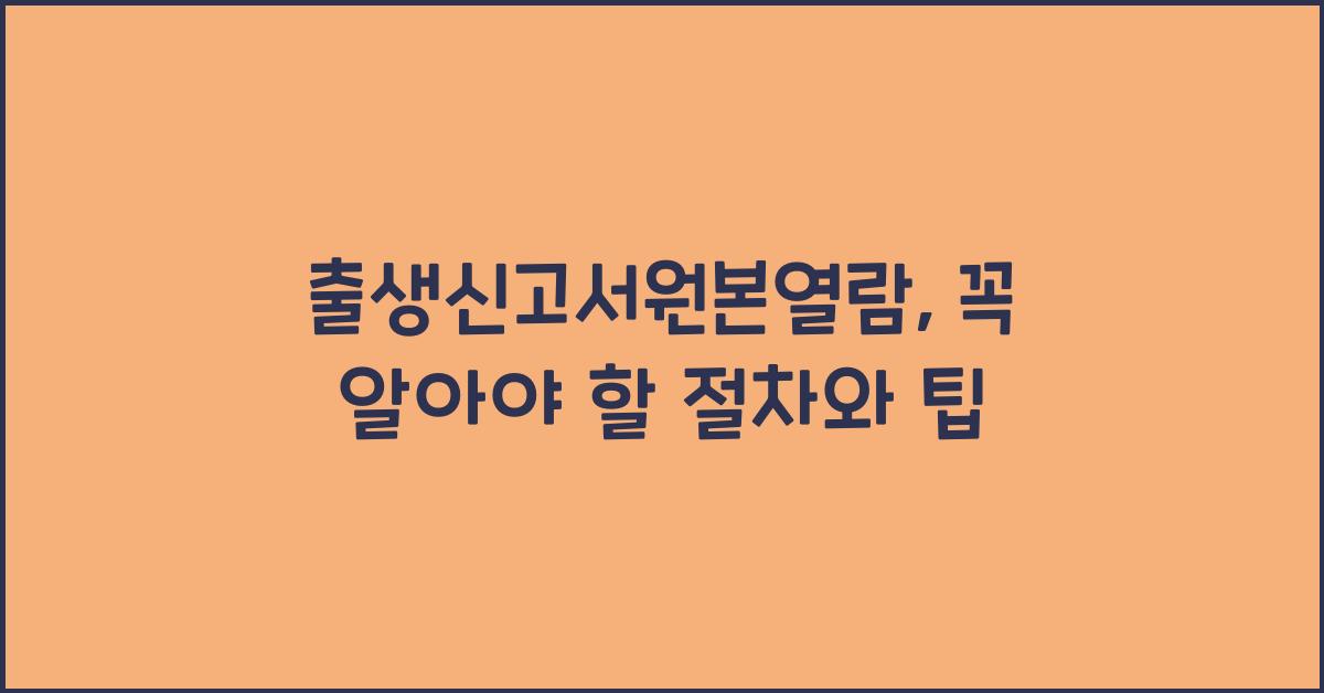 출생신고서원본열람