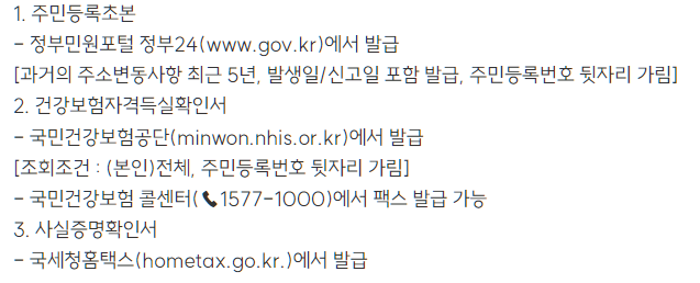 서류발급 시 유의사항