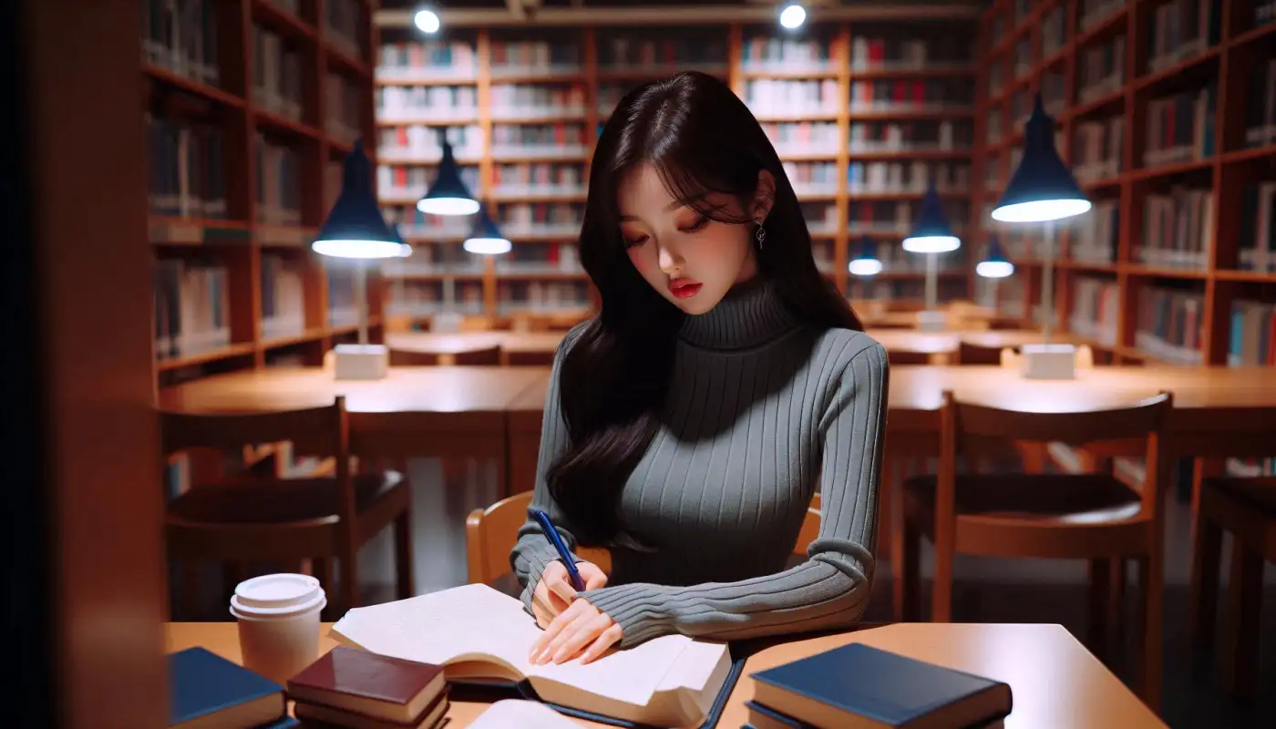 경력기술서-양식을-참고하며-글쓰기하는-여성의-모습