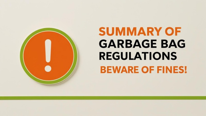 쓰레기봉투 규정과 분리배출 기준을 한눈에 정리한 대표 이미지. 과태료 주의 강조.