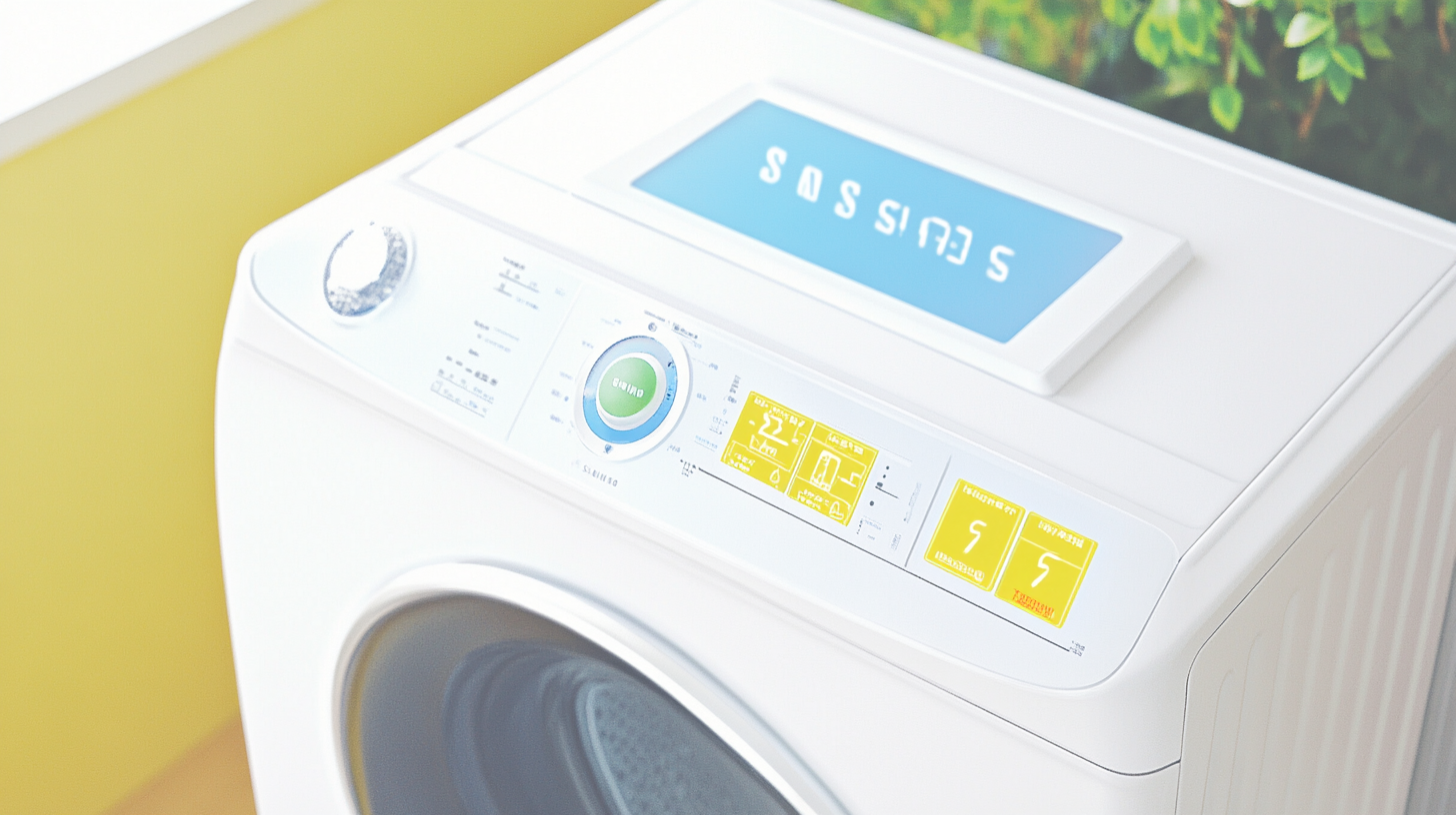 환경 친화적 성능을 강조하며 디지털 에너지 등급이 표시된 삼성 세탁기의 에너지 효율성 강조