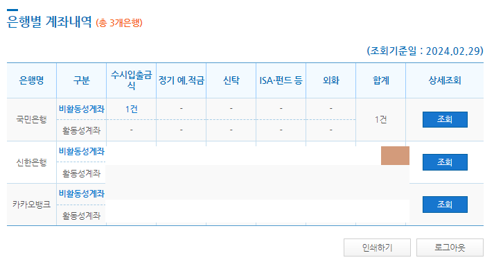 휴면계좌통합조회 방법