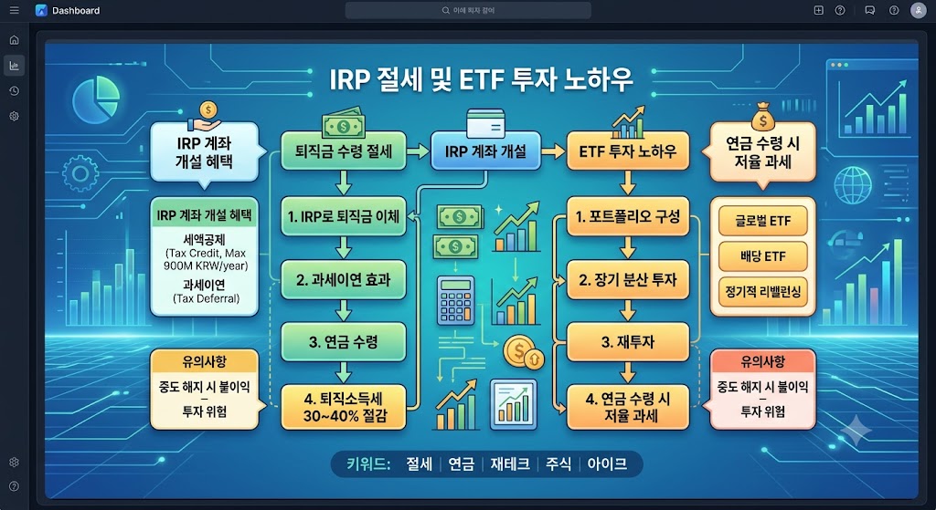IRP 계좌 개설 혜택 및 퇴직금 수령 시 절세 방법과 ETF 투자 노하우