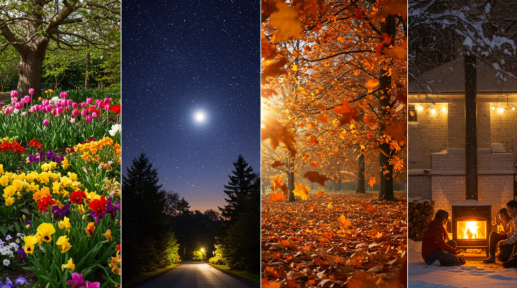 사계절을 표현한 콜라주 이미지