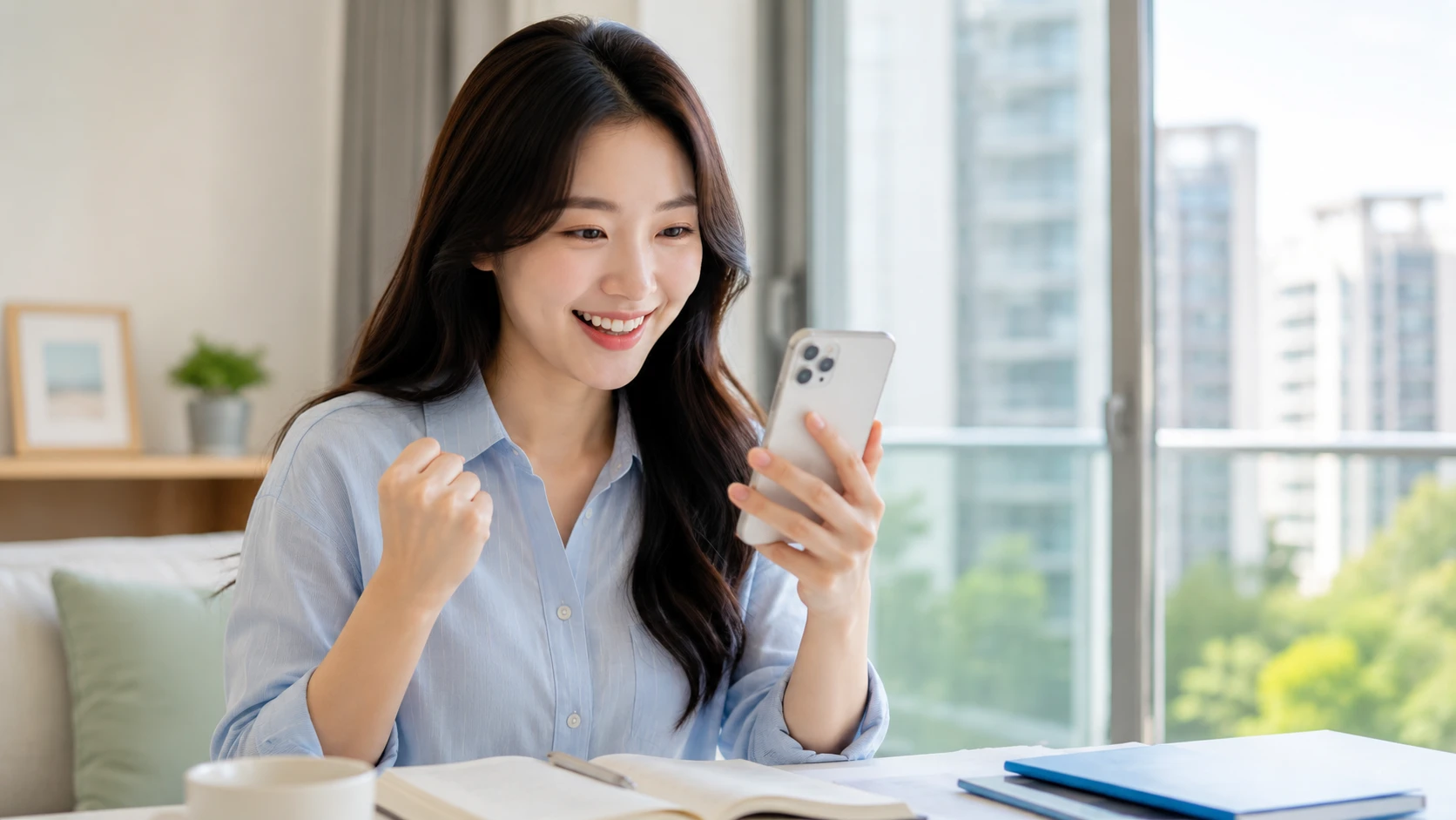 청년주택드림청약통장 전환 후 우대금리와 비과세 혜택을 확인하며 기뻐하는 청년 여성 모습 