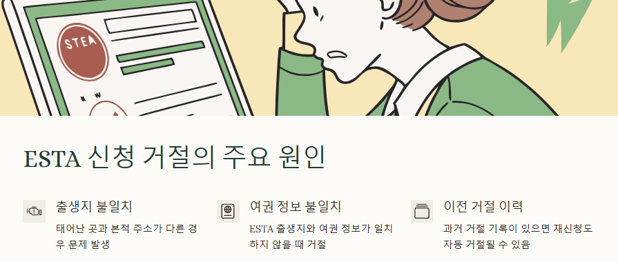 미국 ESTA 신청 거절 주요 원인