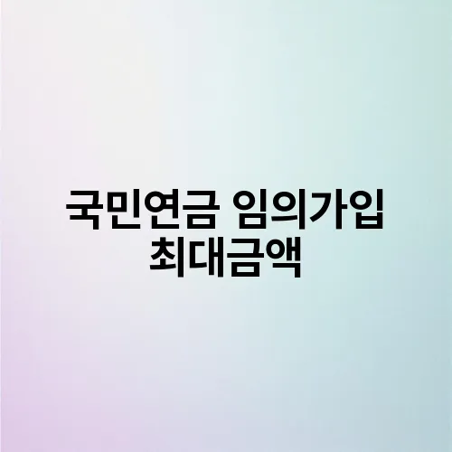 국민연금 임의가입 최대금액