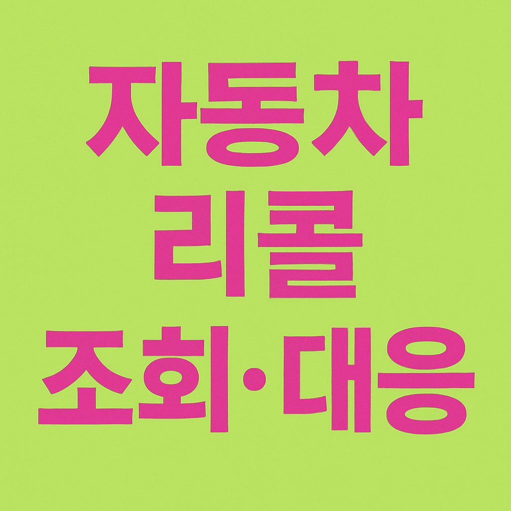 한 번에 끝! 자동차 리콜 조회·대응 방법 2025