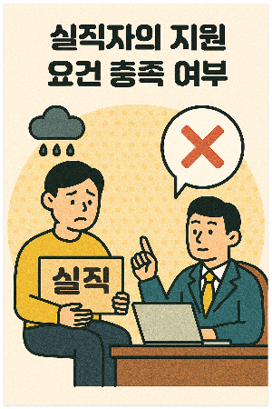 실직자의 지원 조건 충족 여부