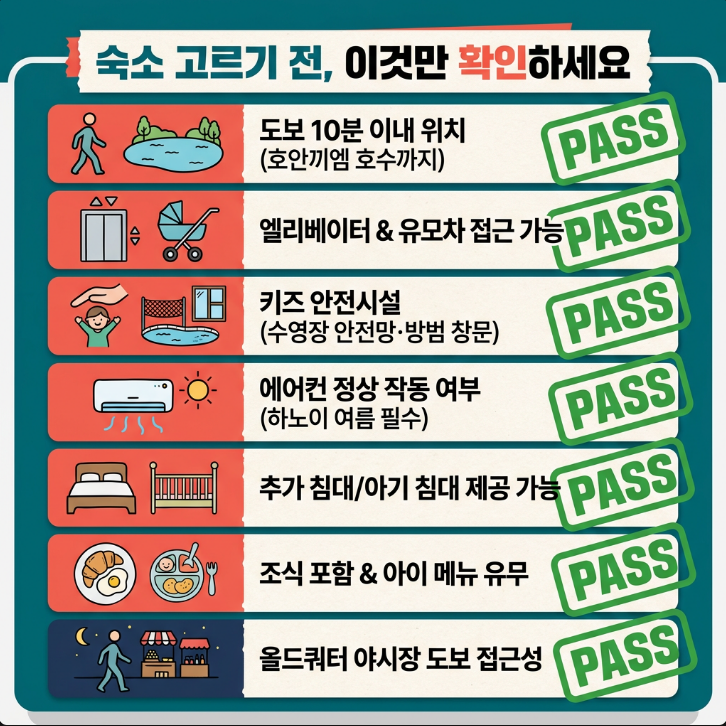 호안끼엠 호수 가족숙소, 필수 체크리스트