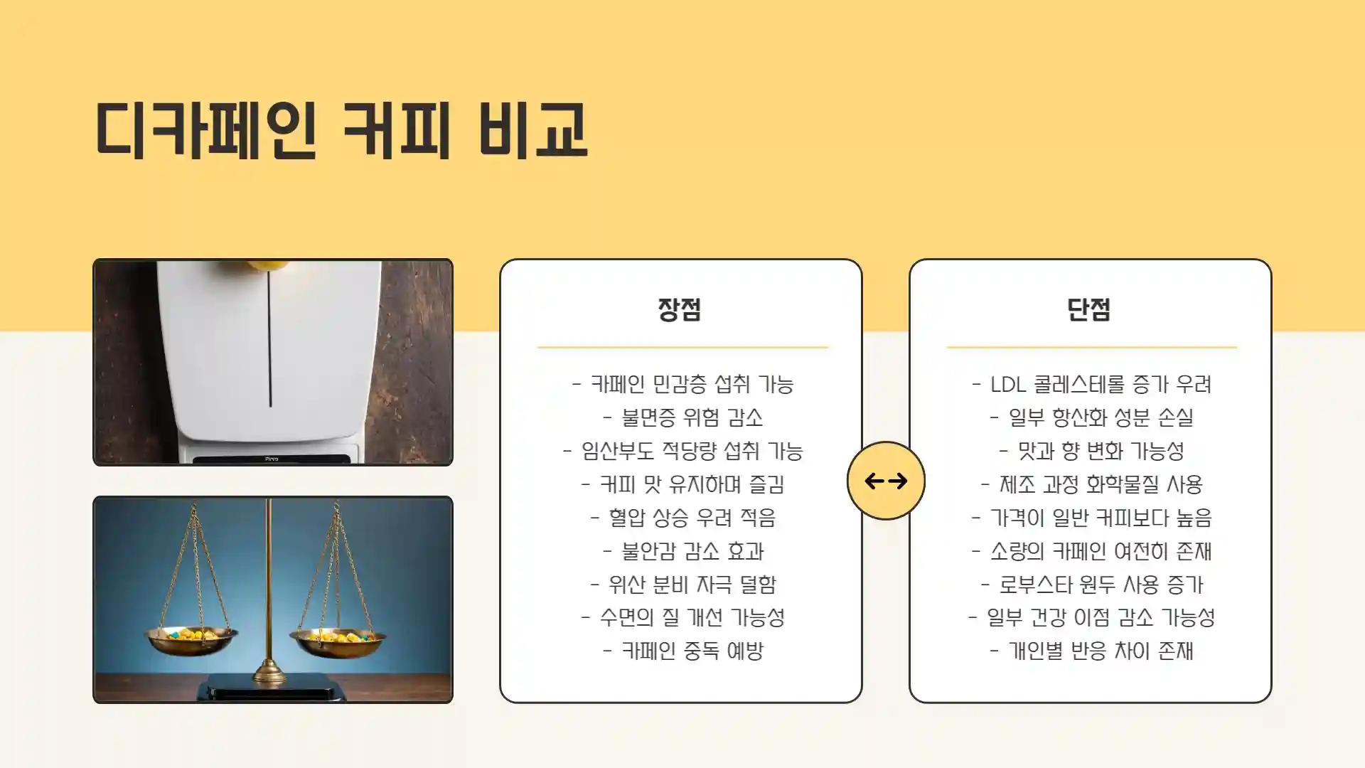 디카페인 커피의 문제점