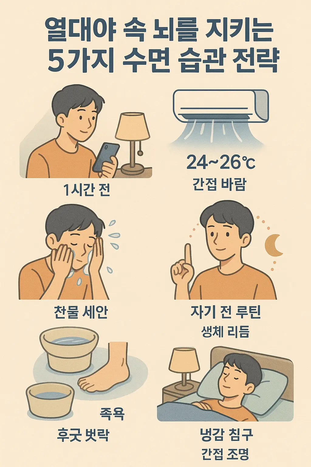열대야 속 뇌를 지키는 5가지 수면 습관 전략