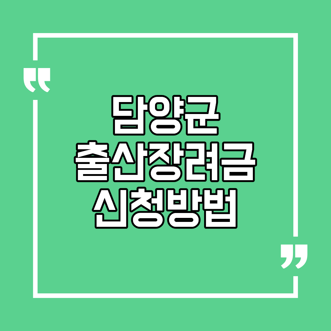 담양군 출산장려금 신청방법 조건 및 대상