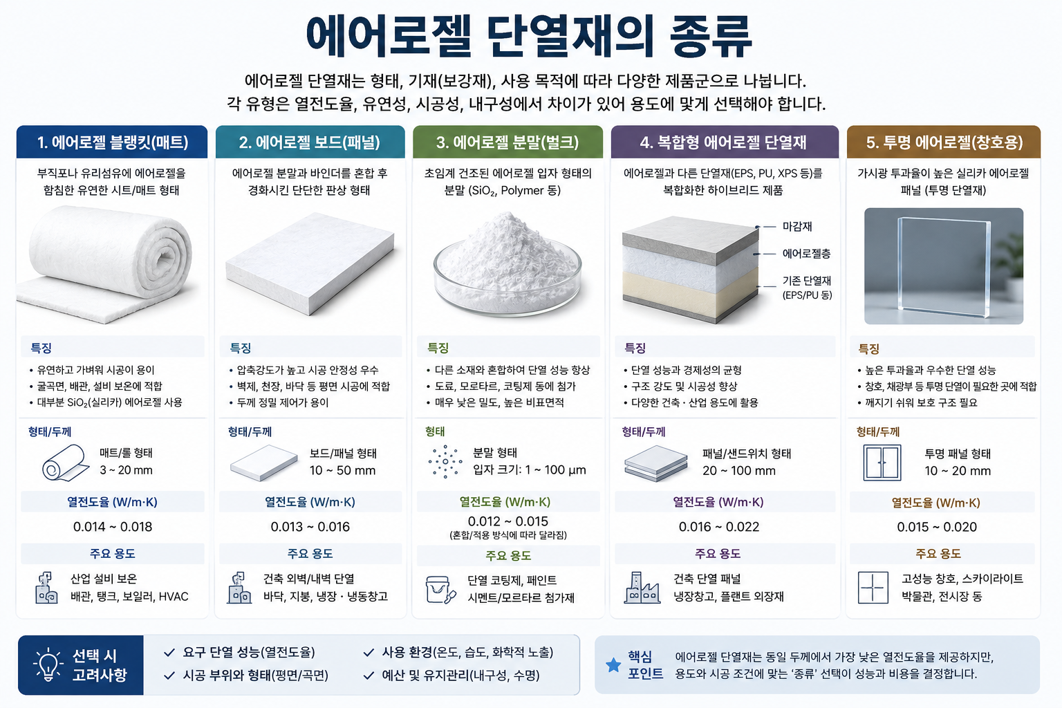 에어로젤 단열재의 종류