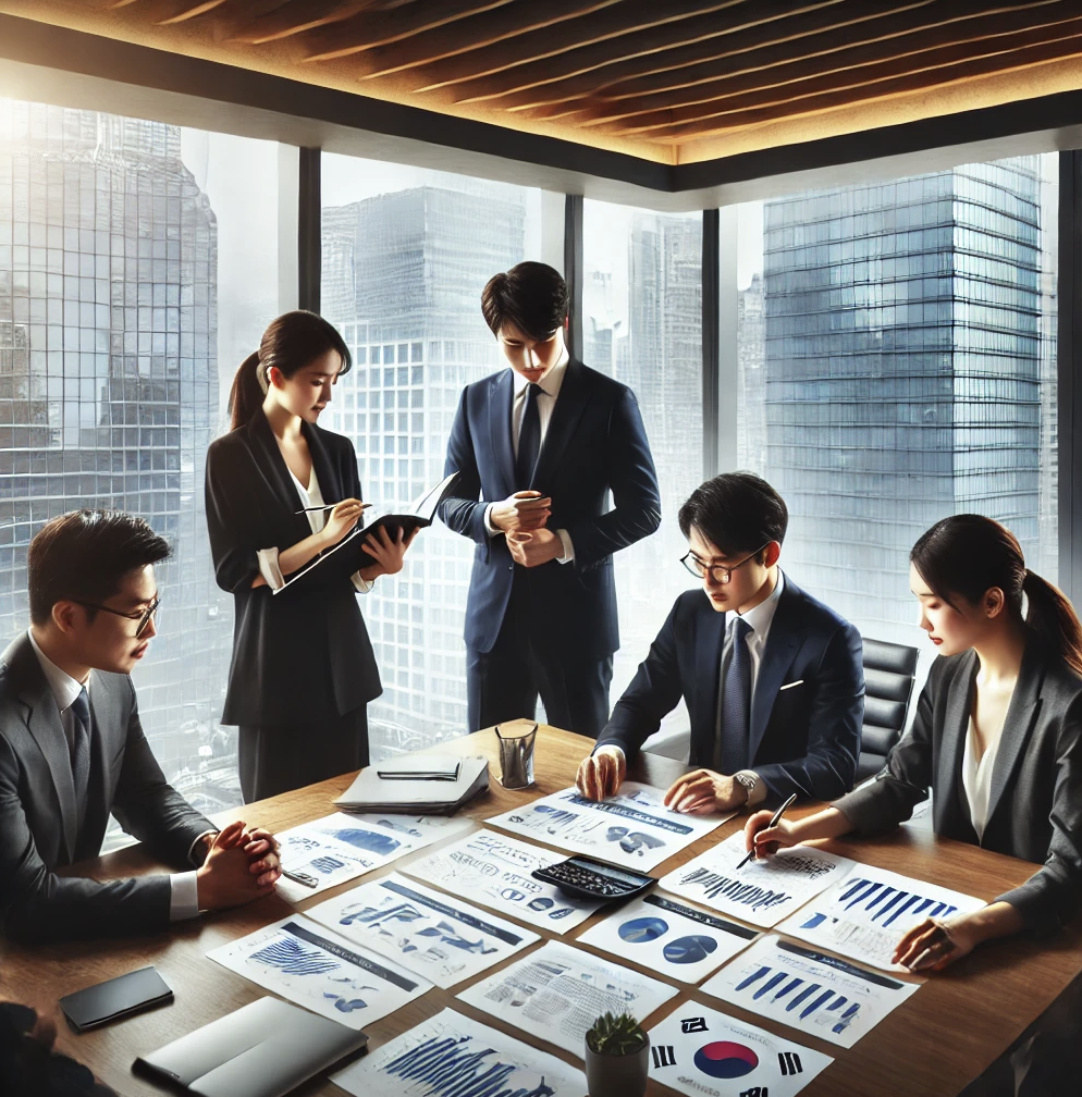 전문가들이 법인세 절감 전략을 논의하는 모습