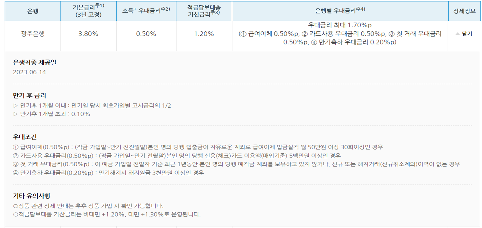 예금상품 상세내용