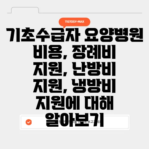 기초수급자 요양병원 비용, 장례비 지원, 난방비 지원, 냉방비 지원에 대해 알아보기