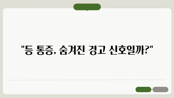 등이 아픈 증세 여러가지 이유 알아보기