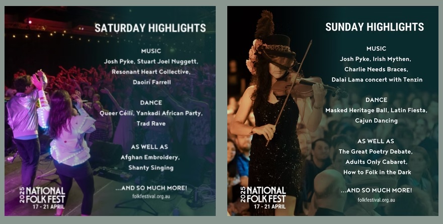 National Folk Festival 요일별 일정