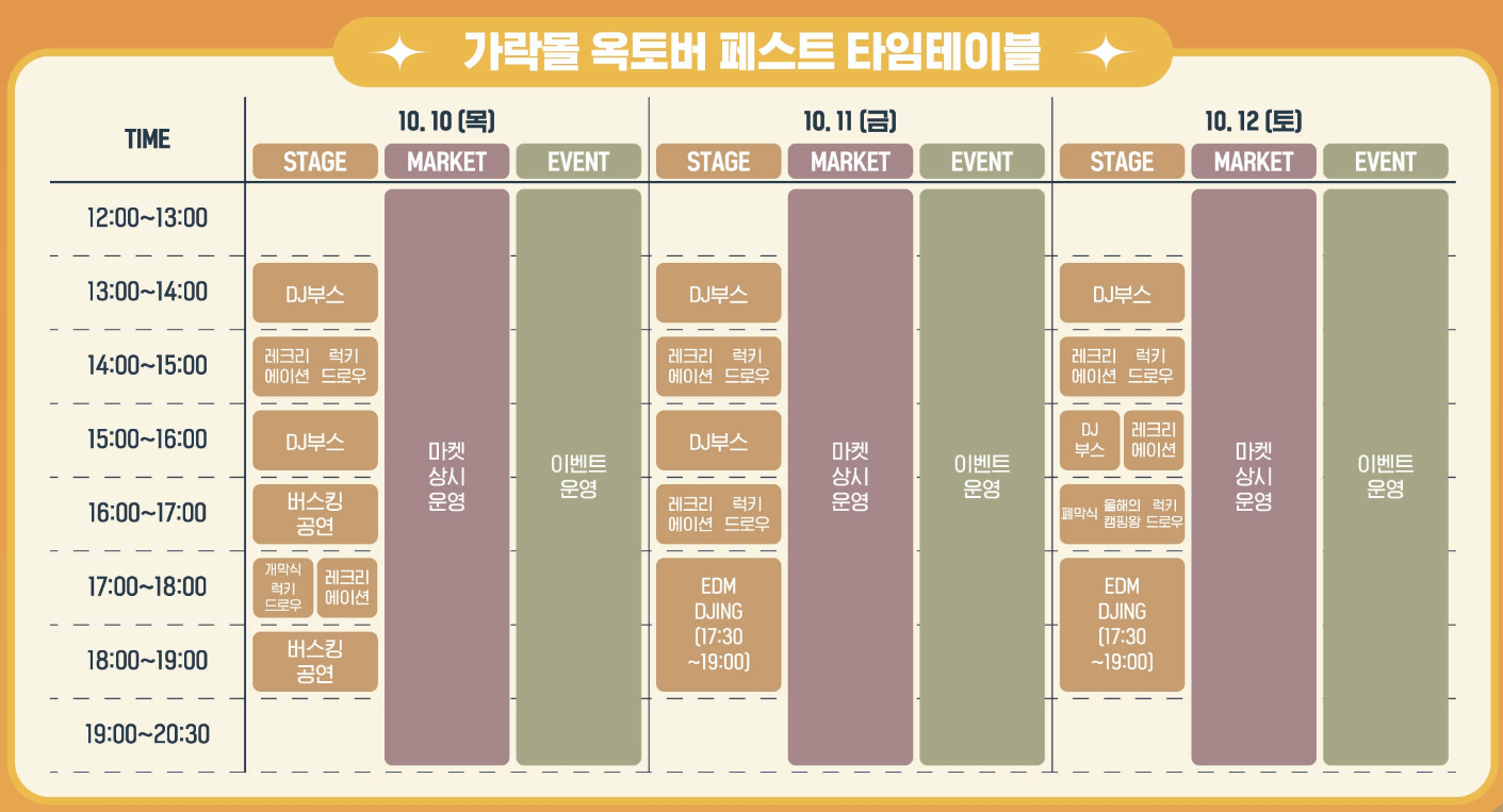 가락 옥토버페스트 시간표