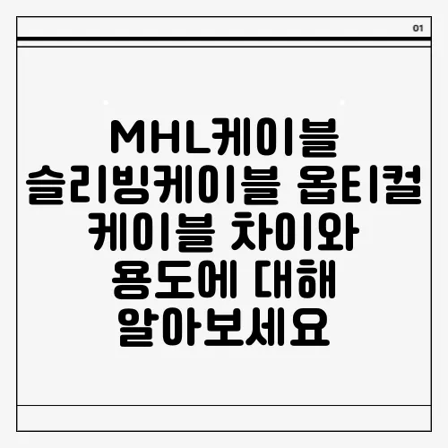 MHL케이블 슬리빙케이블 옵티컬 케이블 차이와 용도에 대해 알아보세요