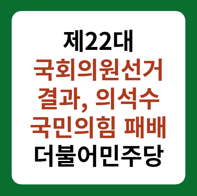 제22대 국회의원선거 결과, 더불어민주당 승리, 국민의힘 패배 썸네일 이미지
