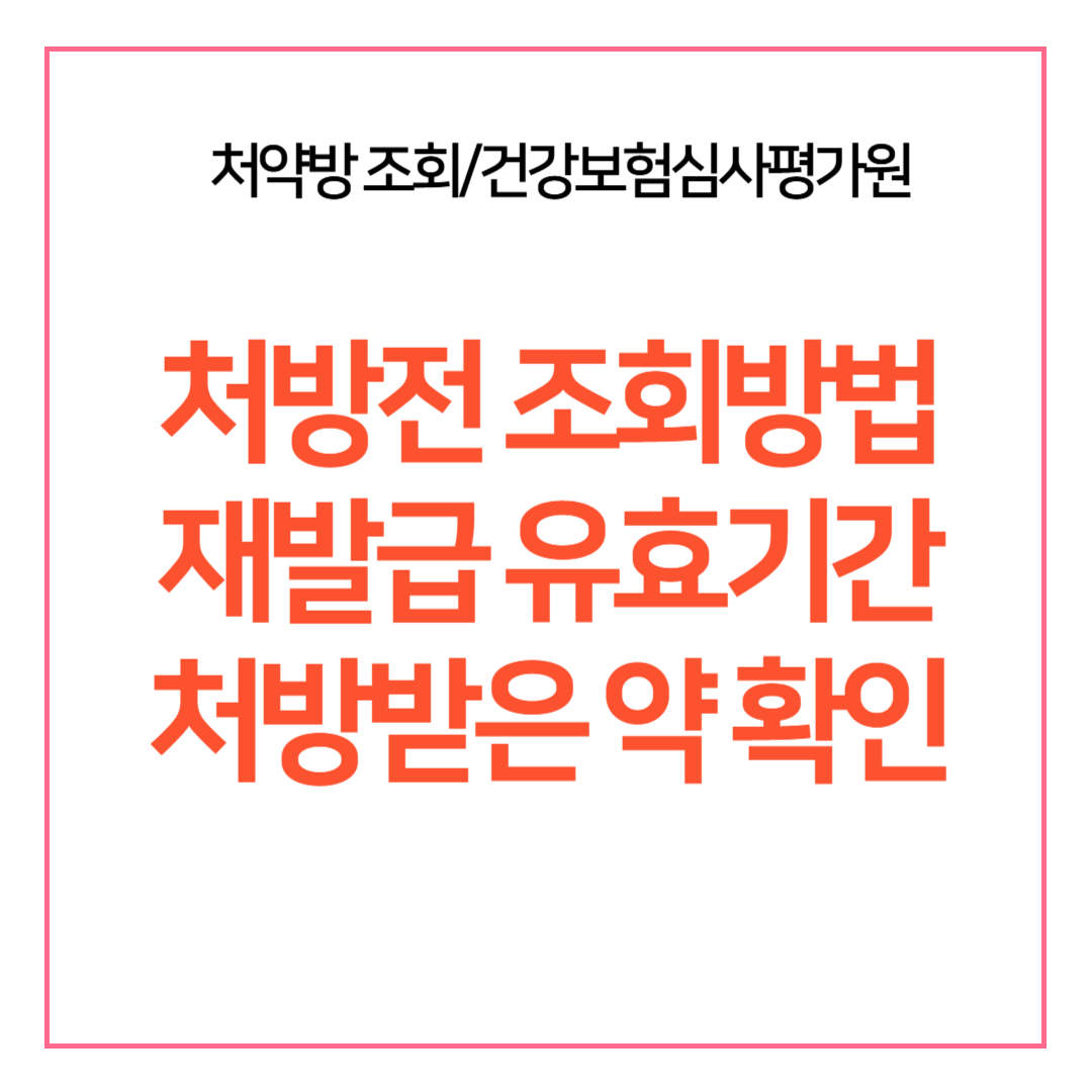 처방전 조회방법 재발급 유효기간 처방받은 약 확인