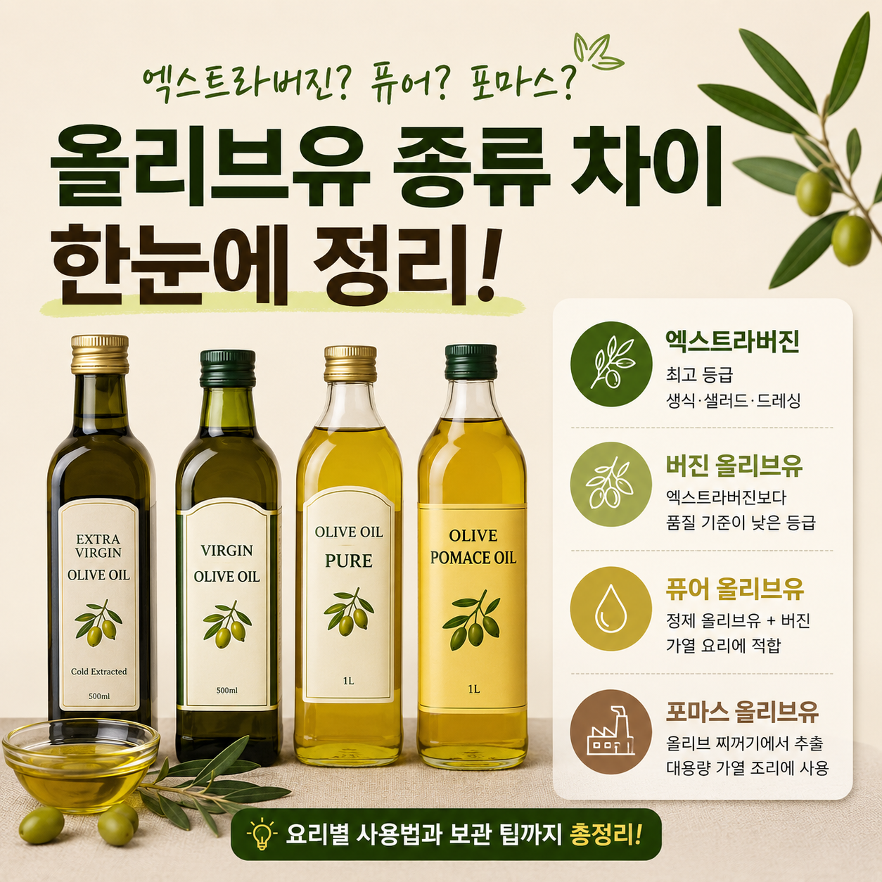 올리브유 종류 차이 총정리