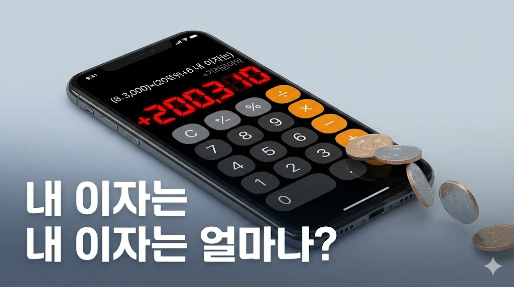 금리 인상으로 늘어난 대출 이자를 계산하는 스마트폰 화면 이미지