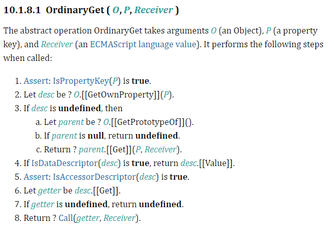 ECMAScript 내 OrdinaryGet 함수