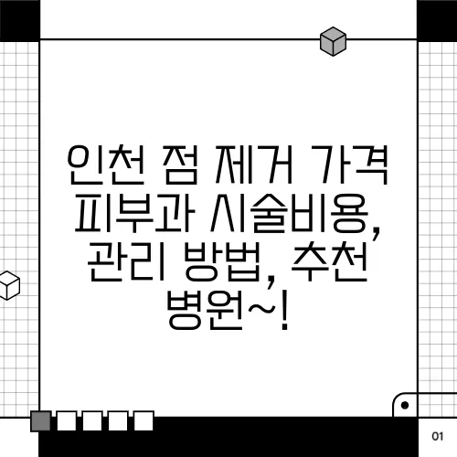 인천 점 제거 가격 피부과 시술비용, 관리 방법, 추천 병원~!