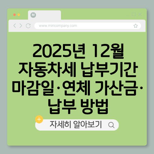 2025년자동차세, 12월자동차세납부기간, 자동차세납부기간,
자동차세연체, 자동차세가산금, 자동차세납부방법,
위택스자동차세, 이택스자동차세