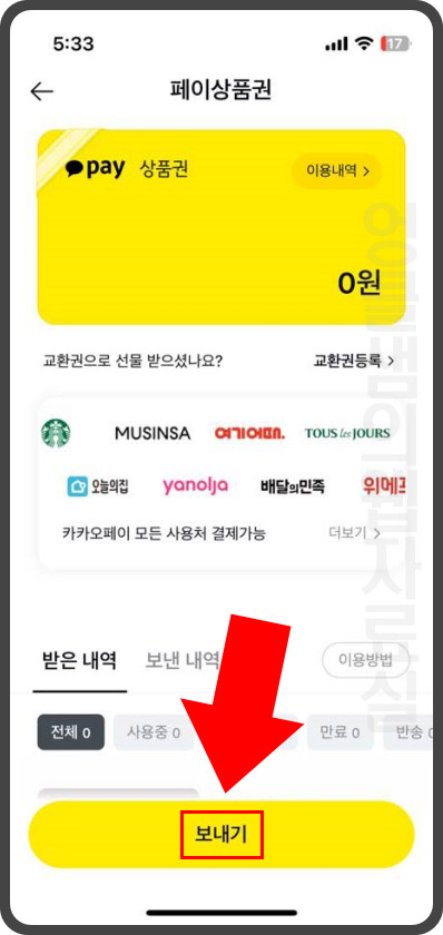 카카오페이 상품권 선물하기