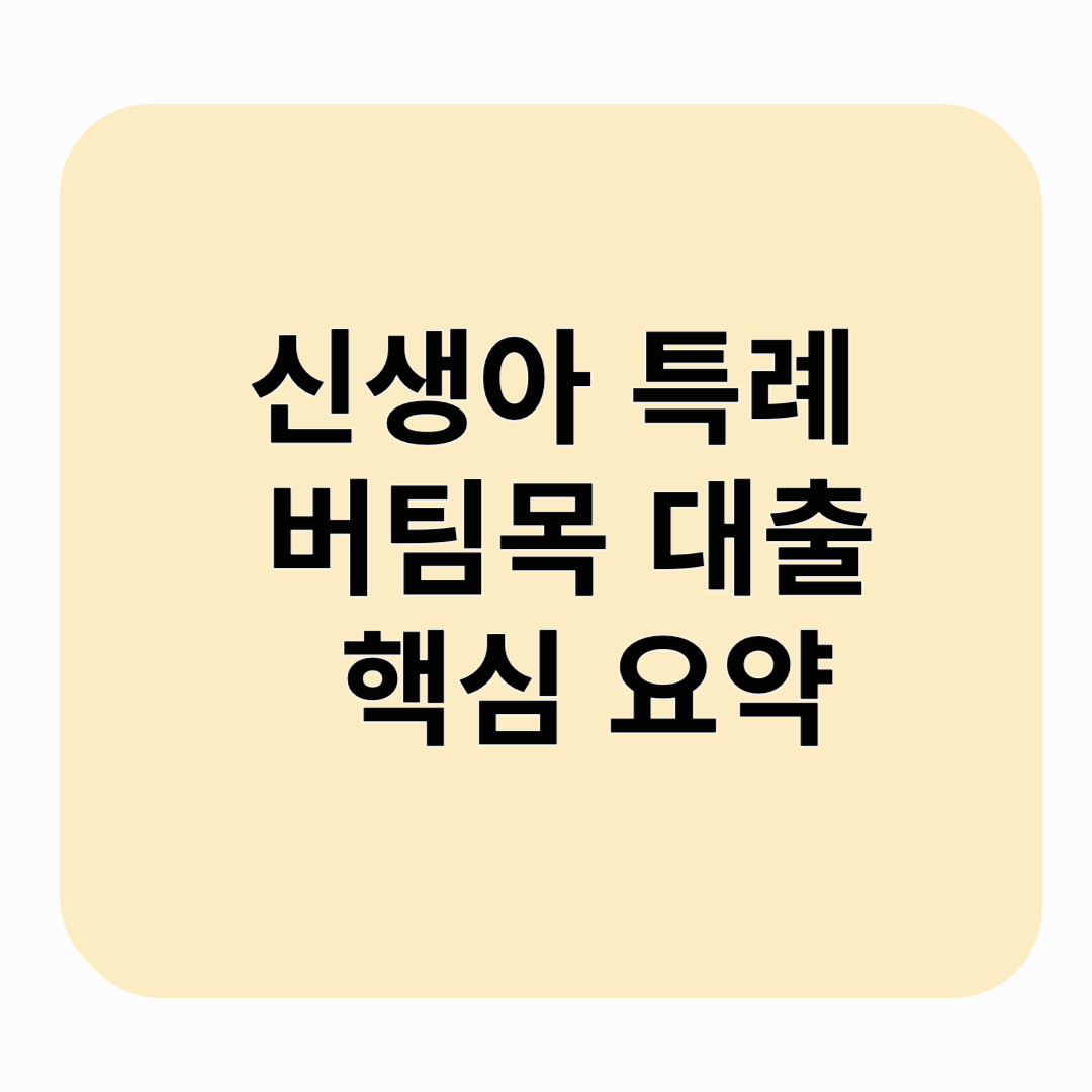 신생아 특례 버팀목대출 핵심 요약