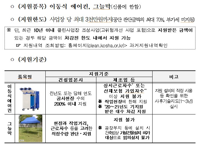 이동식에어컨 신청 품목