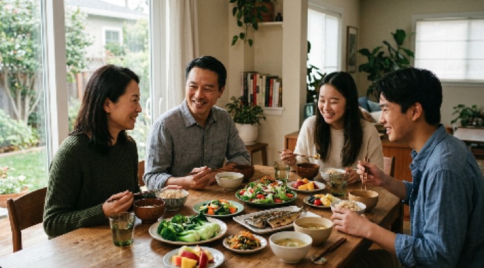 식단 차이를 보여주는 식사 장면