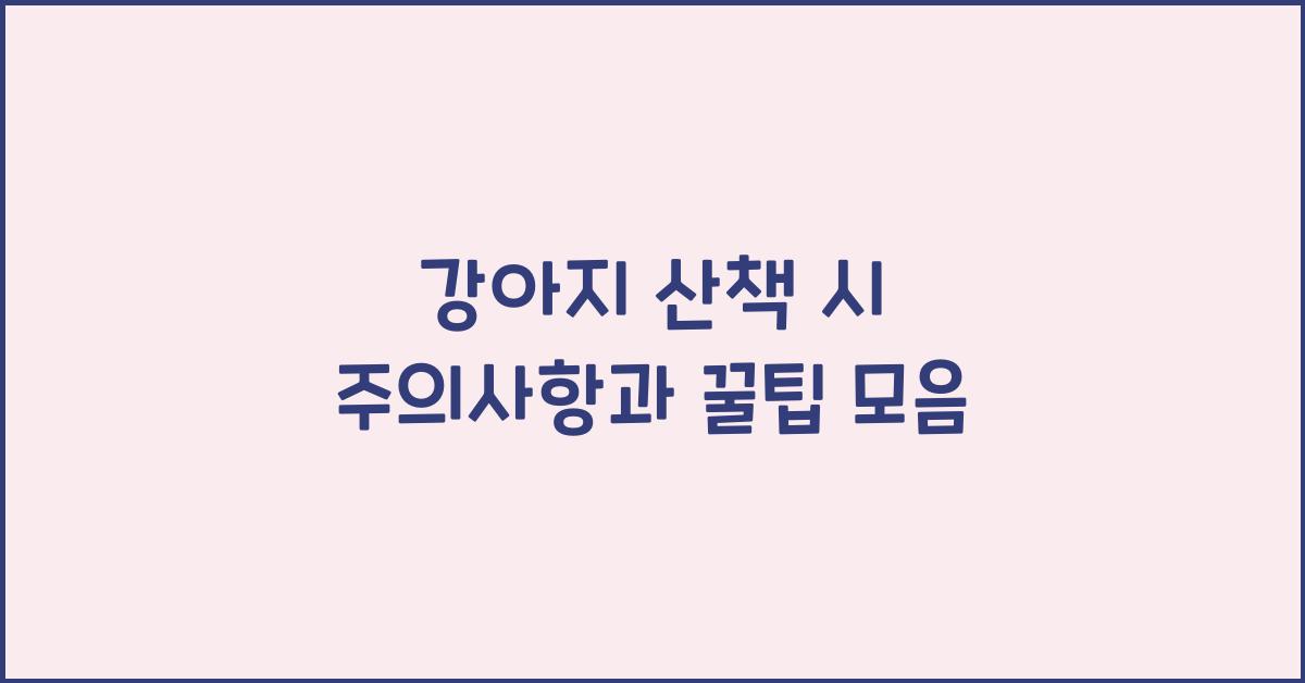 강아지 산책 시 주의사항
