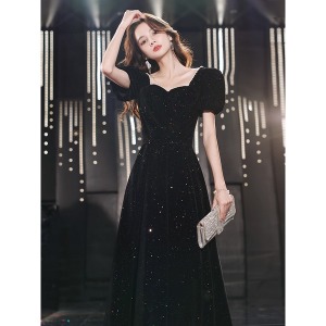 블랙 반짝이 스팽클 홀복 연말파티드레스 이브닝 클럽