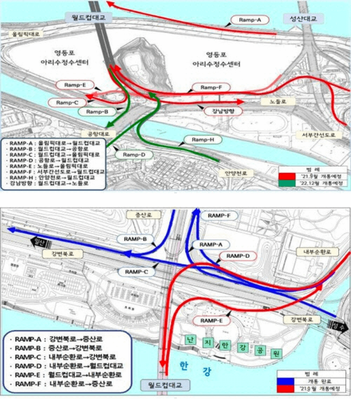 올림픽대교-진출입로위치