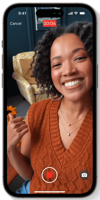 아이폰 FaceTime.이용한 메시지 전달화면