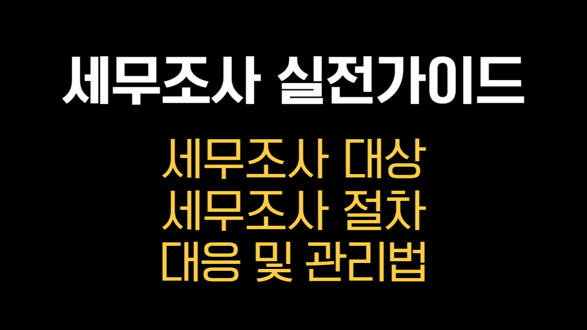 세무조사 실전 가이드