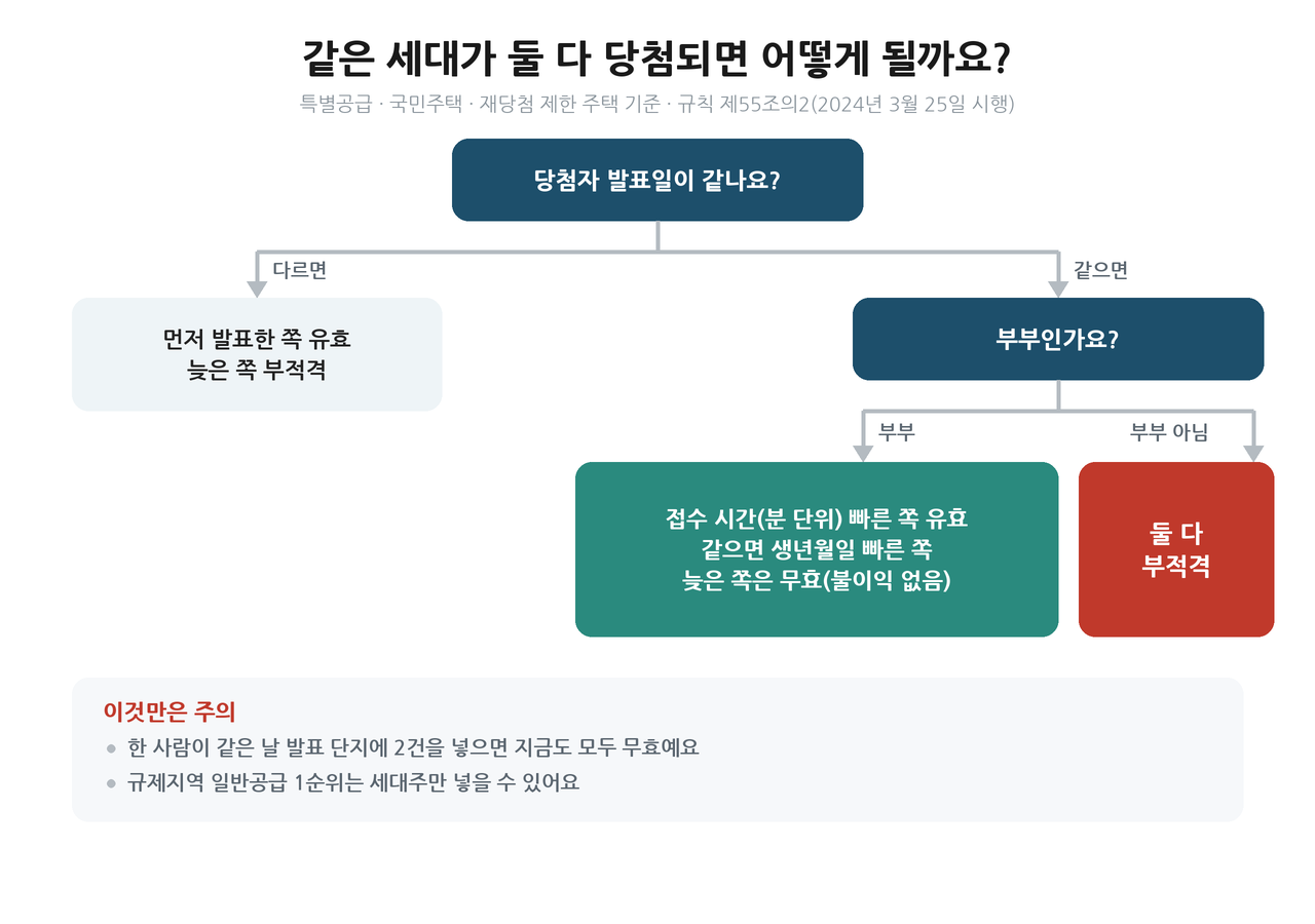 부부 중복청약 같은 날 당첨 시 유효 무효 판단 순서