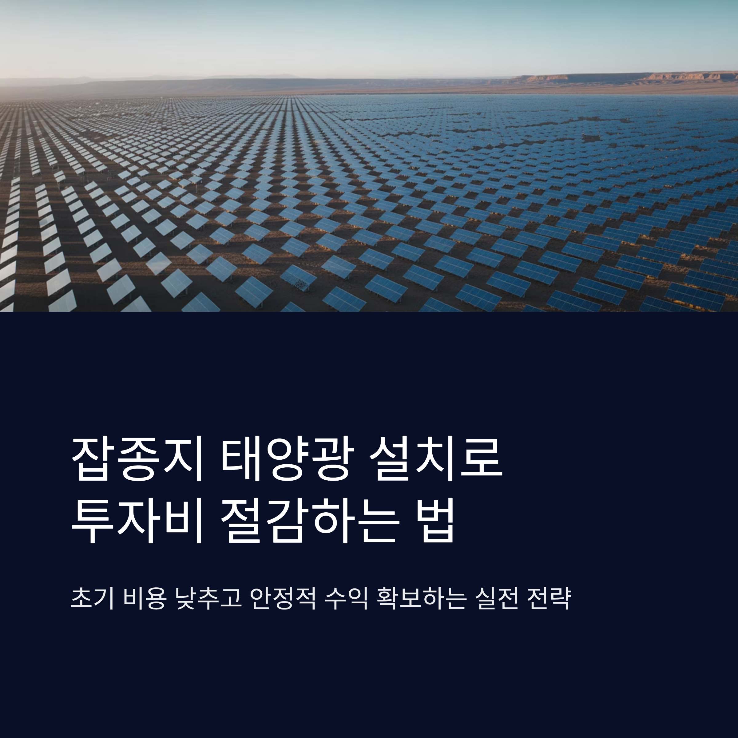 잡종지 태양광 설치 시 절감하는 투자 팁