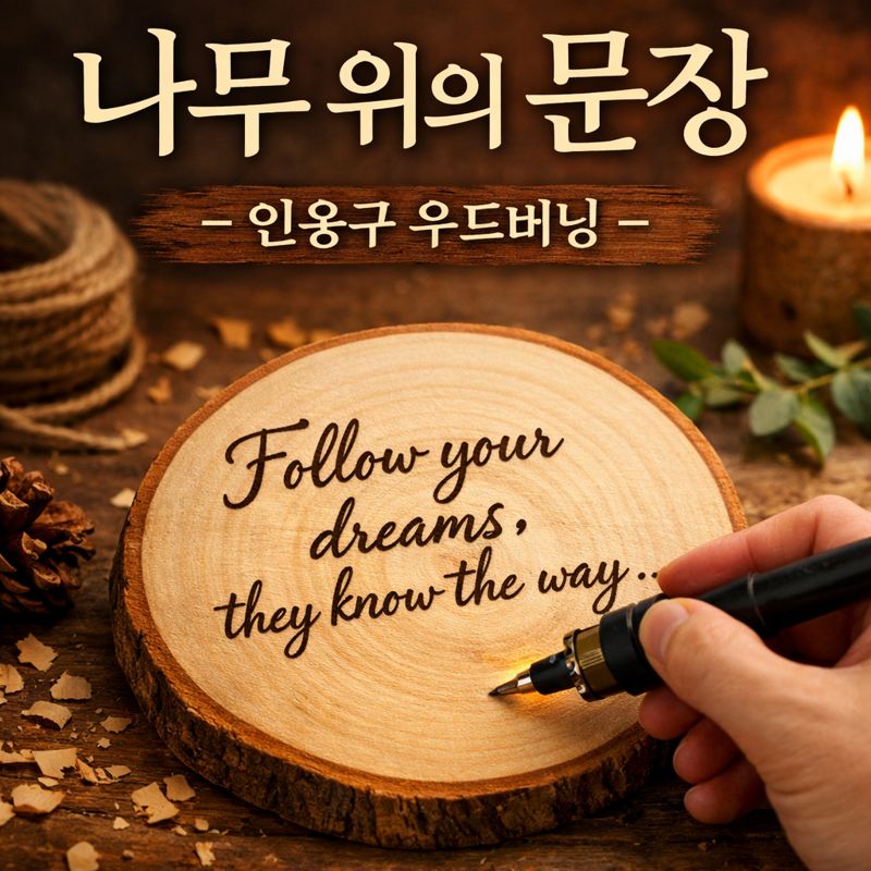 나무 위의 문장 – 인용구 우드버닝