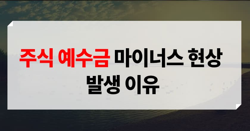 주식 예수금 마이너스 현상 발생 이유
