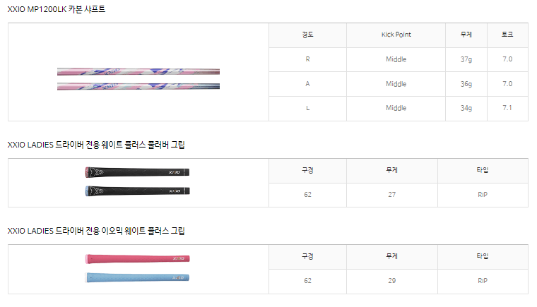 젝시오 12드라이버 여성용 스펙