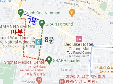 치앙마이 카페 투어 ③ : 님만해민의 핫한 카페들 (GRAPH)_님만해민 쪽 3개 매장 위치
