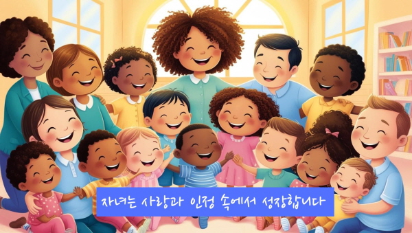 자녀는 사랑과 인정 속에서 성장합니다에 관한 사진